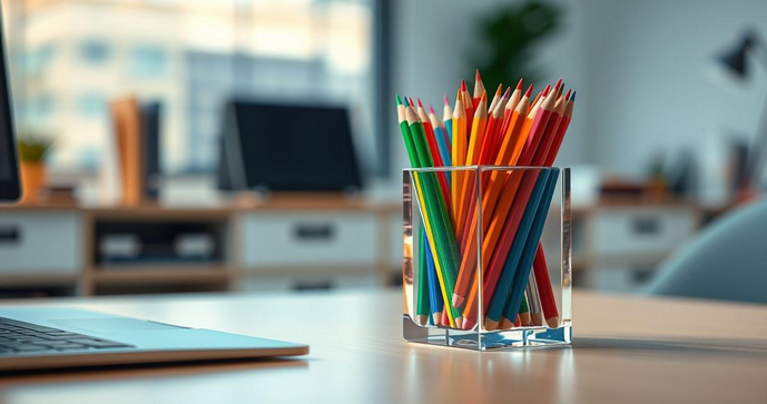 Porta Lápis Acrílico para Personalizar e Organizar o Espaço com Estilo Porta Lápis Acrílico para Personalizar e Organizar o Espaço com Estilo