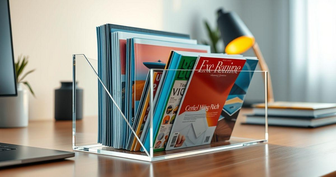 Porta Revista de Acrílico: Organização Estilosa Porta Revista de Acrílico: Organização Estilosa
